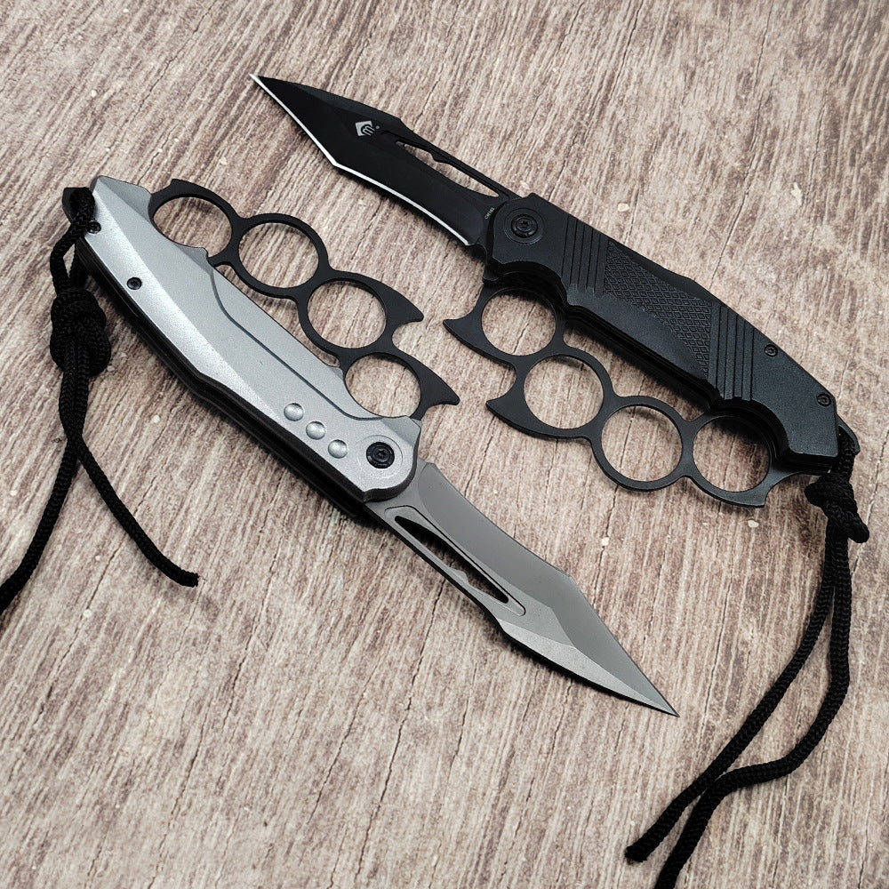 Camping Tiger Finger Folding Knife, Sharp High-Hardness Stainless Steel Outdoor Self-Defense Knife, Multifunctional Window-Breaking Knife